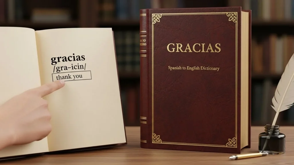 Gracias in Spanish means thank you.